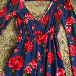 Navy blue & red romper